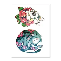 Временная татуировка Кролик и Кот, 21х15см TTSY-B033