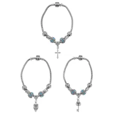 Браслет в европейском стиле в ассортименте, цвет голубой BSE001-LB