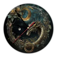 Часы настенные Дракон и лунница 20см, пластик MCH160