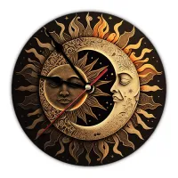 Часы настенные Солнце и луна 20см, пластик MCH192