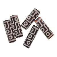 Тибетская бусина Дзи 9 глаз, нат. агат, 1 шт., ~30х10мм BDZS-051