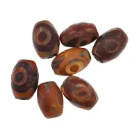 Тибетская бусина Дзи 3 глаза, нат. агат, 1 шт., ~12х9мм BDZS-053