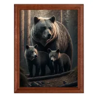 Постер в рамке 17х22см Медведь и медвежата POSV-0312