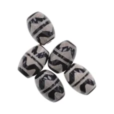 Тибетская бусина Дзи Двойной Клык Тигра, нат.агат, 1 шт., ~14х10мм BDZS-309-02