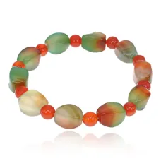 Браслет из натурального агата, цвет красно-зеленый BJBS-348-02
