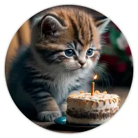 Коврик для мыши Котенок день рождения, d.20см KM0402