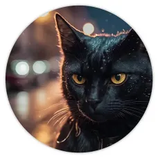 Коврик для мыши Черная кошка, d.20см KM0404