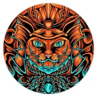 Коврик для мыши Кот самурай, d.20см KM0412