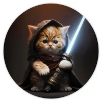 Коврик для мыши Котенок и световой меч, d.20см KM0447