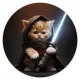 Коврик для мыши Котенок и световой меч, d.20см KM0447