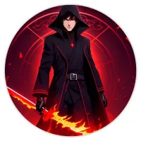 Коврик для мыши Аниме маг с огненным мечом, d.20см KM0637