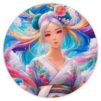 Коврик для мыши Аниме девушка в кимоно, d.20см KM0656