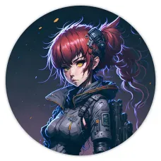 Коврик для мыши Киберпанк аниме девушка, d.20см KM0684