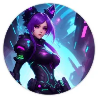 Коврик для мыши Киберпанк аниме девушка, d.20см KM0685