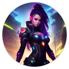 Коврик для мыши Киберпанк аниме девушка, d.20см KM0687