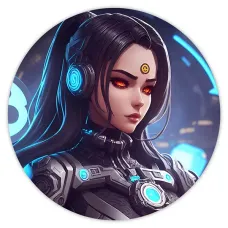 Коврик для мыши Киберпанк аниме девушка, d.20см KM0688