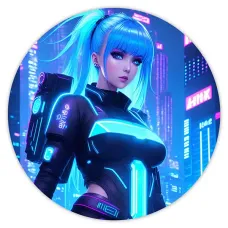 Коврик для мыши Киберпанк аниме девушка, d.20см KM0693