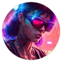 Коврик для мыши Киберпанк девушка в очках, d.20см KM0701