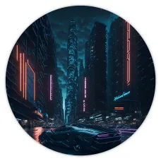 Коврик для мыши Киберпанк машина неон улица, d.20см KM0709