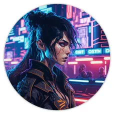 Коврик для мыши Киберпанк девушка, d.20см KM0717