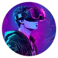 Коврик для мыши Киберпанк парень VR, d.20см KM0728