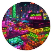 Коврик для мыши Киберпанк неон улица, d.20см KM0734