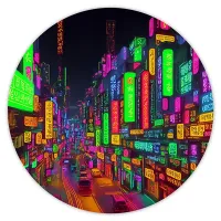 Коврик для мыши Киберпанк неон улица, d.20см KM0735