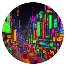 Коврик для мыши Киберпанк неон улица, d.20см KM0735
