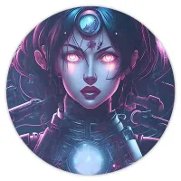 Коврик для мыши Киберпанк девушка киборг, d.20см KM0736