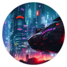 Коврик для мыши Киберпанк город, d.20см KM0741