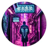 Коврик для мыши Киберпанк улица неон, d.20см KM0744