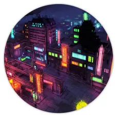 Коврик для мыши Киберпанк улица неон, d.20см KM0747