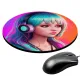 Коврик для мыши Девушка в наушниках, d.20см KM0799