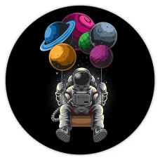 Коврик для мыши Космонавт с воздушными шариками, d.20см KM1004