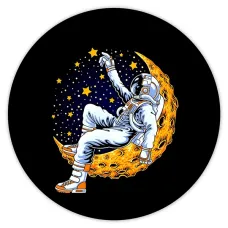 Коврик для мыши Космонавт на луне, d.20см KM1008