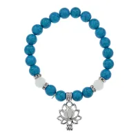 Браслет Лотос из бирюзы и нефрита, 8мм BJBS-354