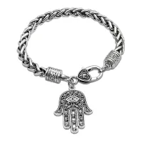 Браслет цепь с амулетом Хамса, металл BS092-35