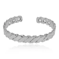 Безразмерный магнитный браслет, 1см, цвет серебряный BSM029-03
