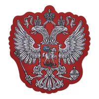 Нашивка Российский герб, 8х7см, цвет красный NS069-01