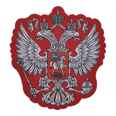 Нашивка Российский герб, 8х7см, цвет красный NS069-01
