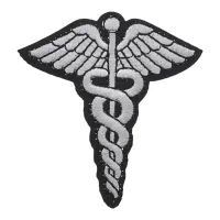 Нашивка Кадуцей, 7х7см, цвет белый NS082-02