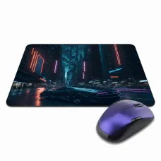 Коврик для мыши 22х18см Киберпанк машина неон улица KMP282