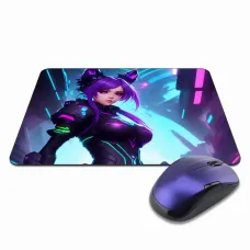 Коврик для мыши 22х18см Киберпанк девушка неко KMP312