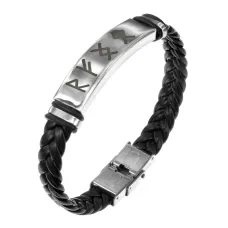 Кожаный рунический браслет Успешное вложение денег BSKR1-027