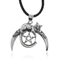 Амулет Кот и Пентаграмма на шнурке, 2,5х3см AC177