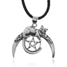 Амулет Кот и Пентаграмма на шнурке, 2,5х3см AC177