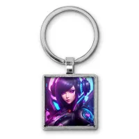 Брелок Киберпанк девушка в наушниках BKG-0191