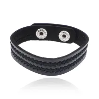 Кожаный браслет, 22см, цвет черный BS637