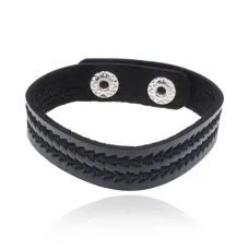 Кожаный браслет, 22см, цвет черный BS637