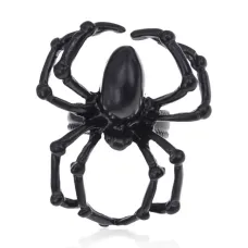 Безразмерное кольцо Паук, цвет черный KL424